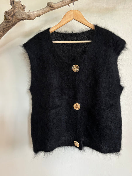 BLACK COLOUR Mohairväst